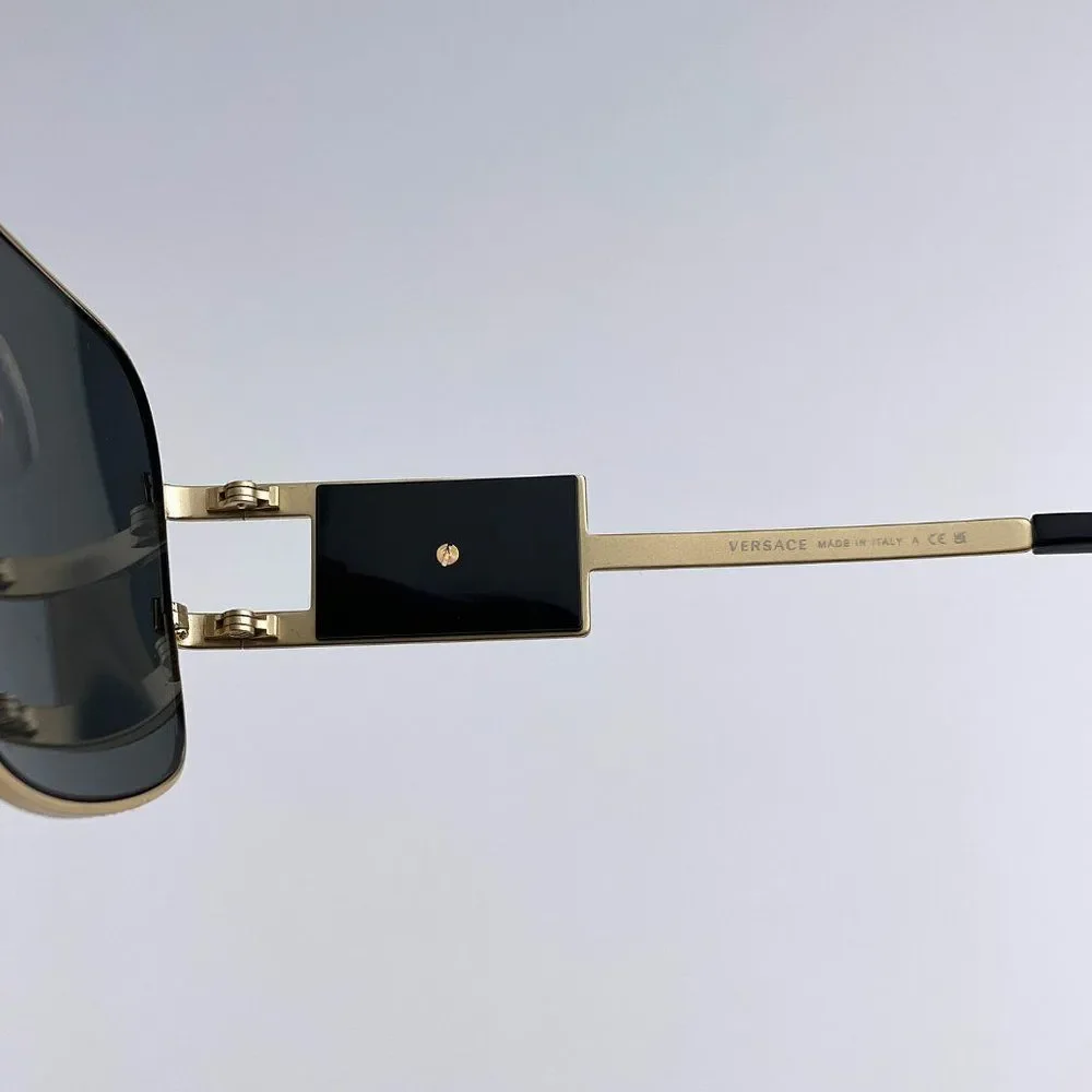 Versace VE2251 100287 Sunglasses Gold Dark Grey Metal Pilot Unisex